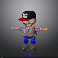 Cartoon Figure With Black Red Cap Smiling Face Striped Shirt Blue Pants And GANGBOSS Text
