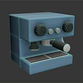 Modern Blue Coffee Machine Design Featuring Black Knobs White Buttons And Handle