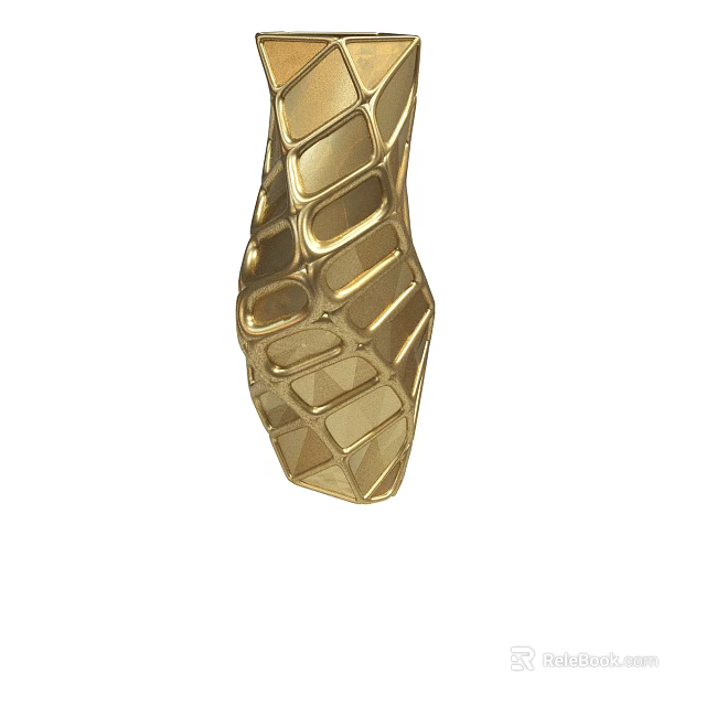 Golden Modern Decorative Sculpture With Intricate Geometric Pattern 3d model