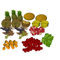 Assorted Fresh Fruits Featuring Pineapples Durian Cantaloupes Bananas Longans Grapes And Berries