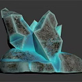 Unique Teal Blue Crystal Decorative Ornament Set With Metallic Base And Irregular Shape Design