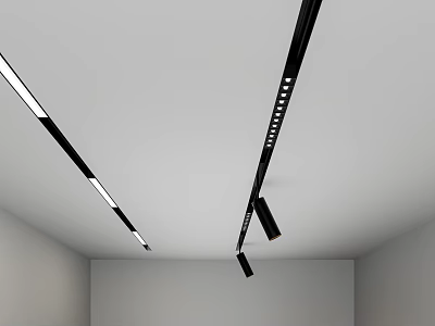 Modern Track Spotlights With Black Ceiling Track Installed For Contemporary Interior Design 3d model