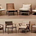 Leisure Chairs In Various Modern Designs With Rattan Fabric And Wooden Frames