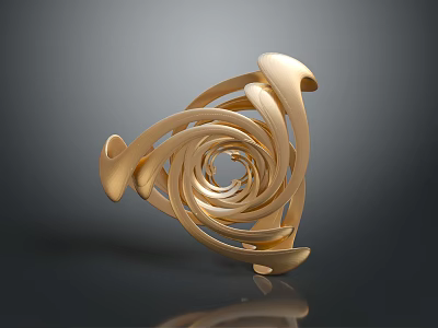 Golden Spiral Abstract Sculpture With Twisted Design And Modern Art Style 3d model