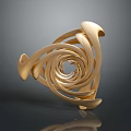 Golden Spiral Abstract Sculpture With Twisted Design And Modern Art Style
