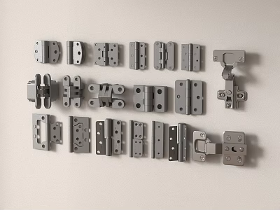 Various Metal Hinges And Hardware Fittings For Furniture And Door Applications 3d model