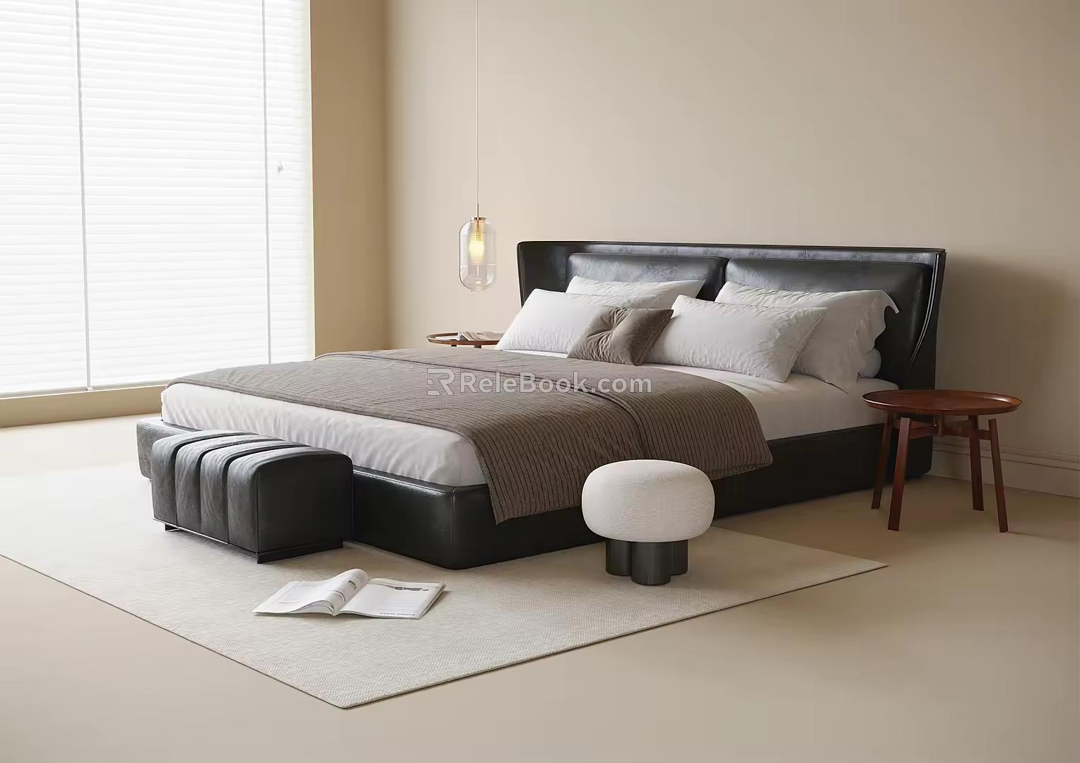 Modern Double Bed End Stool Sofa Stool 3d model