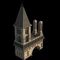 Historic Ancient Architecture With Detailed Pointed Tower Archway And Stone Windows