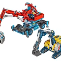 Building Blocks Construction Vehicles Models With Crane Excavator Mechanical Arms Tracks And Colorful Parts