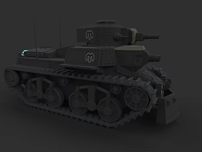 Vintage Military Tank 3D Model With Tracks Turret And Cannon Design 3d model