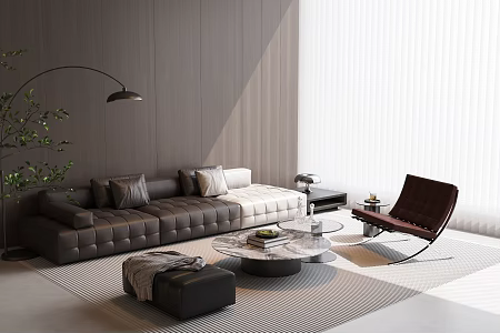 Modern Italian Sofa Combination Sofa Coffee Table Combination Leather Sofa Multi-Person Sofa Single Sofa Living Room Sofa 3d model