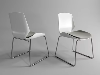Modern Office Chair With White Ergonomic Seat And Metallic Chrome Frame For Home Office Workspace 3d model