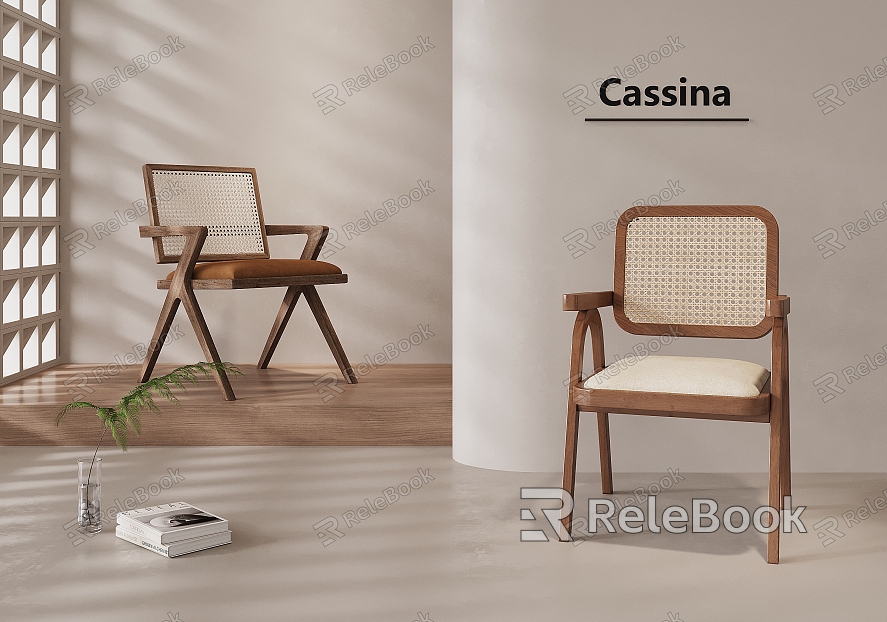 Cassina-Ji Middle and Ancient Style Leisure Chair Rattan Leisure Chair Wooden Chair model