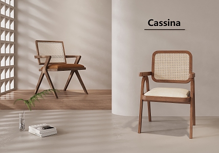 Cassina-Ji Middle and Ancient Style Leisure Chair Rattan Leisure Chair Wooden Chair 3d model