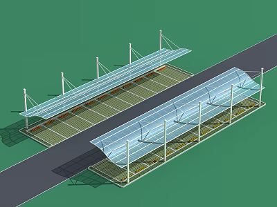 Modern Carport Sunshade Awning With Transparent Roof And Metal Supporting Frames 3d model