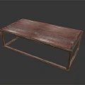 Modern Wooden Dining Table With Red Planked Tabletop And Simple Wooden Legs
