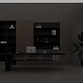 Modern Minimalist Sideboard With Shelves Table Chairs And Potted Plant