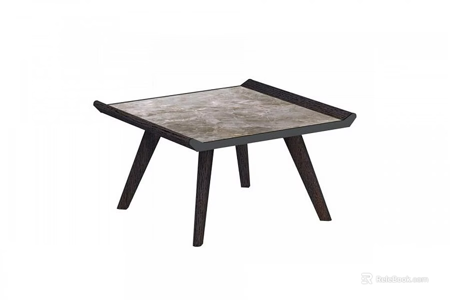 Square Coffee Table With Textured Surface And Dark Wooden Legs Design 3d model 
