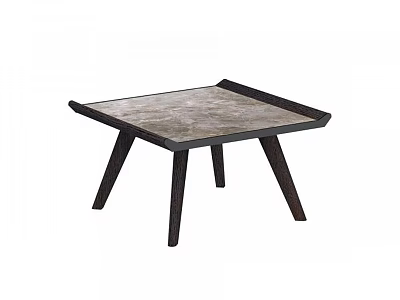 Square Coffee Table With Textured Surface And Dark Wooden Legs Design 3d model