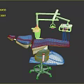Professional Dental Chair Equipment With Blue Upholstery Instrument Arm And Light