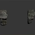 Five Irregular Natural Stones With Metallic Luster Surface On Dark Gradient Background