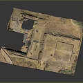 Ancient Ruins 3D Model Layout With Remaining Walls And Building Foundations 3d model
