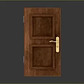 Wooden Entrance Door With Classic Panel Design And Polished Brass Handle