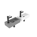 Sleek White Bathroom Wash Basin With Matte Black Faucet And Minimalist Design