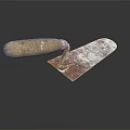 Sturdy Professional Construction Trowel with Wooden Handle and Cement Residue