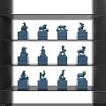 Blue Animal Shaped Decorative Ornament Set with Display Bases on Shelves