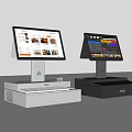 Modern Commercial POS Equipment Dual Touchscreen Terminals White And Black For Retail Use