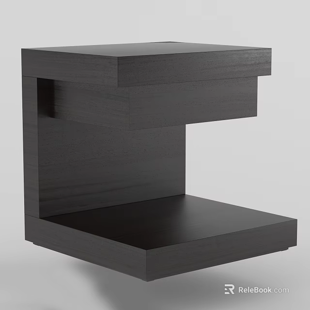 Sleek Modern Wooden Nightstand Design With Simple Structure And Open Shelf 3d model