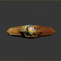 Ornate Decorative Sword Featuring Golden Hilt Blue Gemstone And Engraved Blade