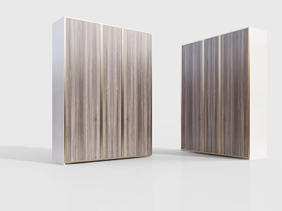 Sleek Modern Wooden Wardrobe Interior Design With Vertical Stripes And Metal Accents 3d model