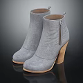 Stylish Gray Suede Ankle Boots With Side Zipper And Block Heel Design