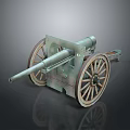 Antique Military Cannon With Wooden Wheels Iron Barrel And Vintage Carriage