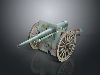 Antique Military Cannon With Wooden Wheels Iron Barrel And Vintage Carriage 3d model