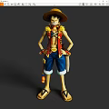 Anime Character Figure With Straw Hat Red Vest Blue Shorts And Sandals