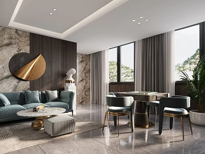 Elegant Hotel Chess and Card Room with Modern Design Mahjong Tables and Comfortable Seating 3d model