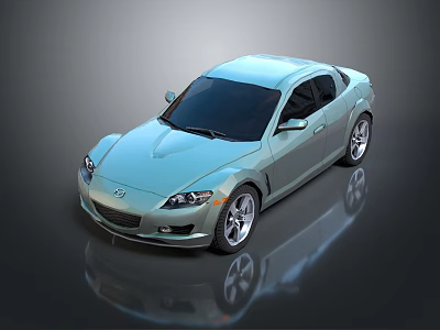 Mazda Light Blue Sports Car With Sleek Body Design And Alloy Wheels 3d model