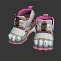 Cute Kids Summer Shoes with Pink White Cartoon Claw Design and Velcro Straps for Toddlers