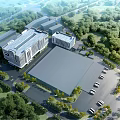 Modern factory building 3d model