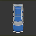 Blue and Brown SUV Toy Model with White Roof Rack and Wheels