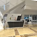 Modern Lobby Interior With Reception Desk Staircase And Marble Flooring