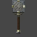 Game Movie Character Fantasy War Hammer With Metal Frame Leather Straps And Wooden Handle Design
