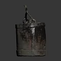 Vintage Metal Bucket With Handle And Worn Rustic Surface For Daily Use