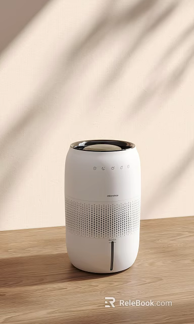 White Air Purifier With Silver Top Control Panel On Wooden Table 3d model 