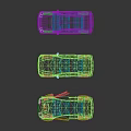 Colorful Car Models Display With Open Doors And Various Styles 3d model