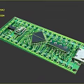 Green Printed Circuit Board For Computer With Electronic Chips And Components 3d model
