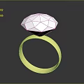 Detailed Carved Diamond Shaped Polyhedral Gemstone Sculpture On Gold Ring